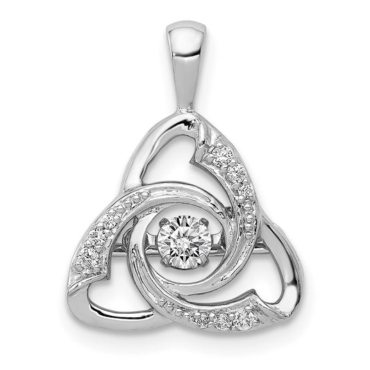 14k White Gold Vibrant Real Diamond Celtic Pendant