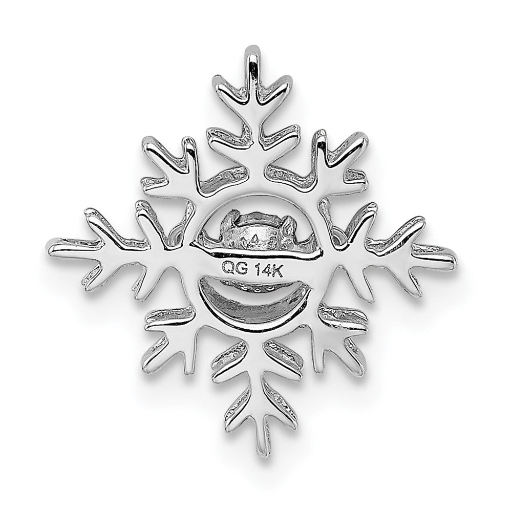 14k White Gold Vibrant Moving Real Diamond Snowflake Pendant