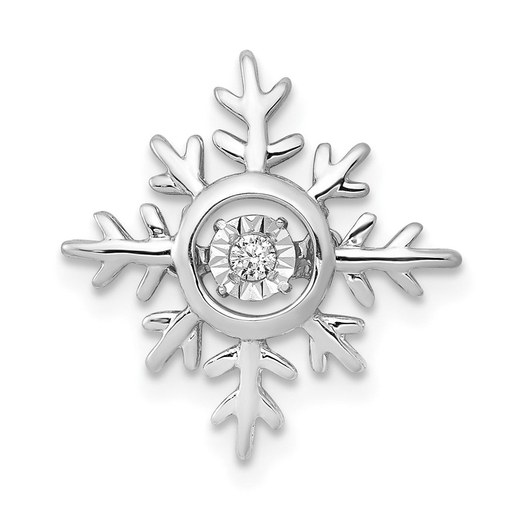 14k White Gold Vibrant Moving Real Diamond Snowflake Pendant