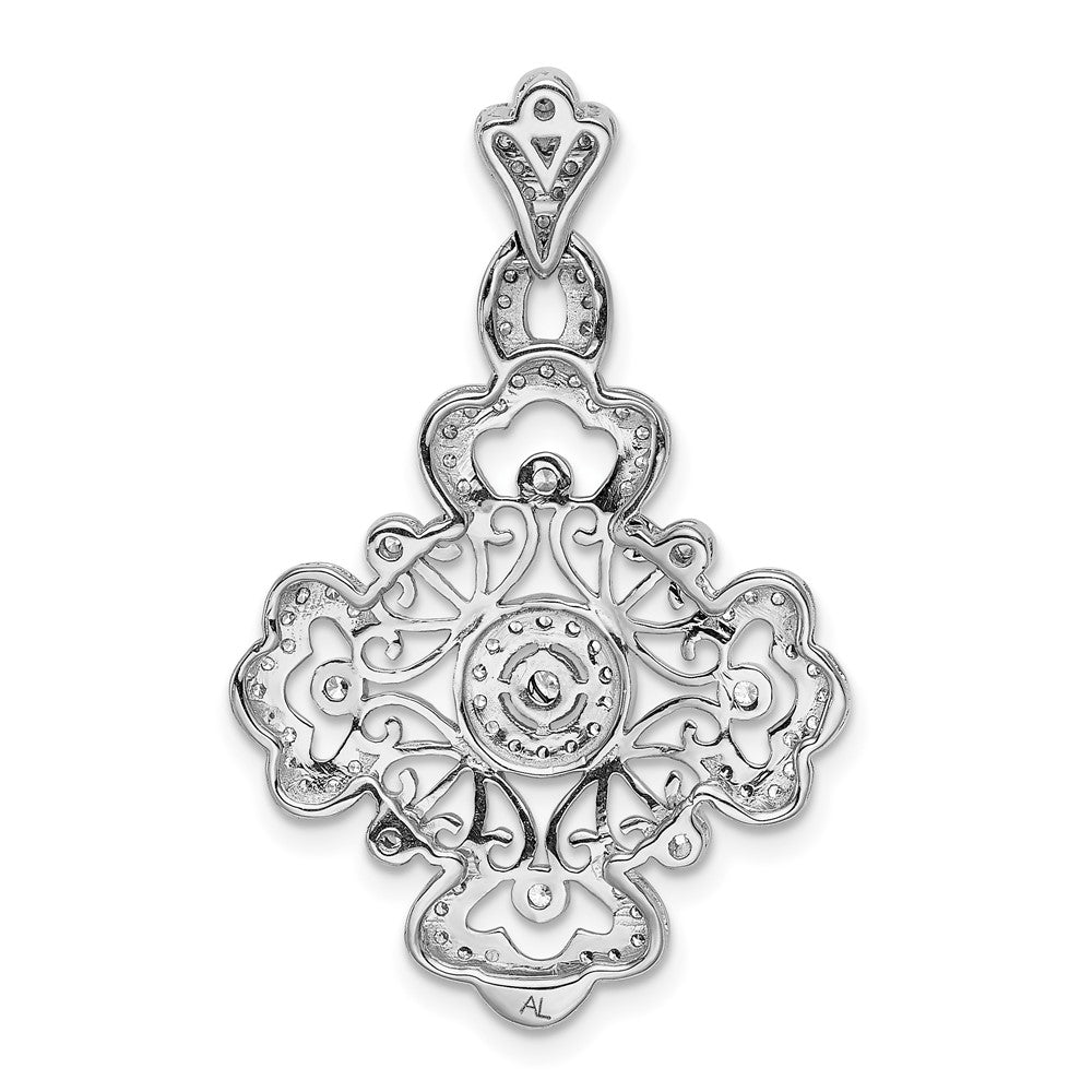 14k White Gold 1/2ct. Real Diamond Filigree Pendant