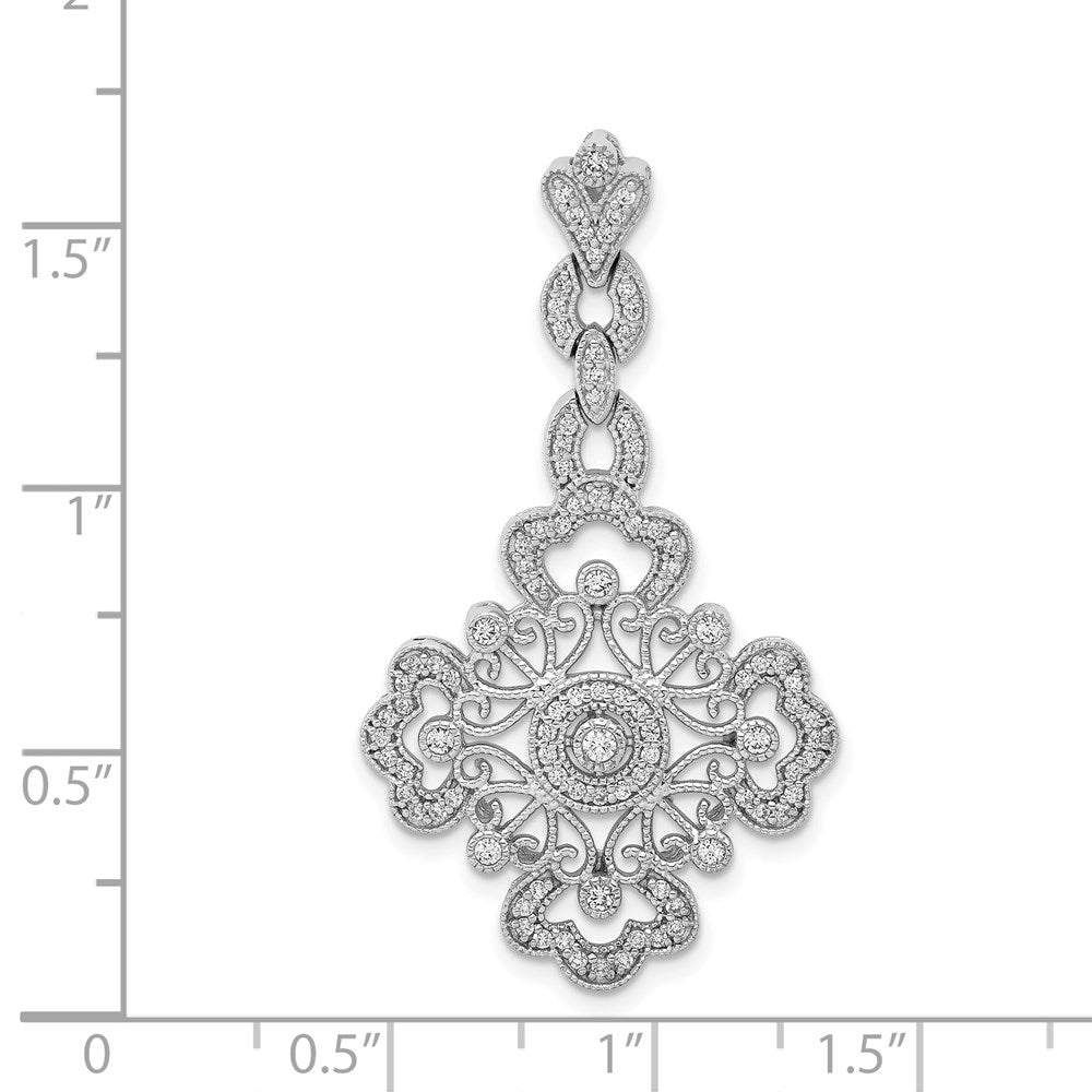 14k White Gold 1/2ct. Real Diamond Filigree Pendant