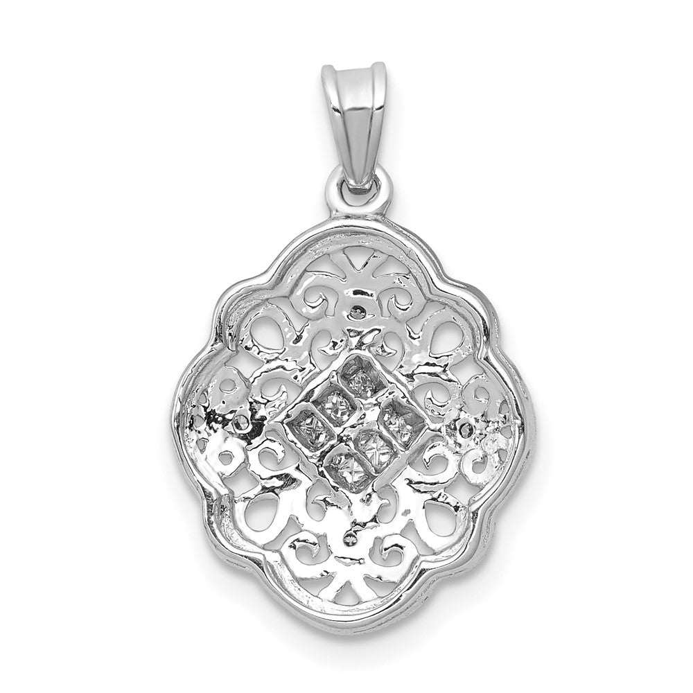 14k White Gold 1/8ct. Real Diamond Vintage Pendant