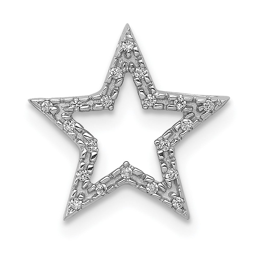 14k White Gold Small Real Diamond Star Chain Slide Pendant