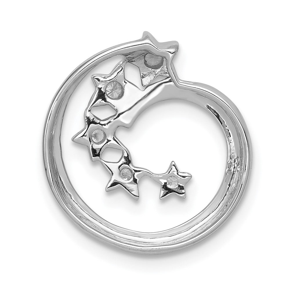 14k White Gold Real Diamond Stars Chain Slide