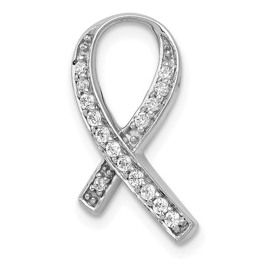 14k White Gold 1/8ct. Real Diamond Awareness Pendant