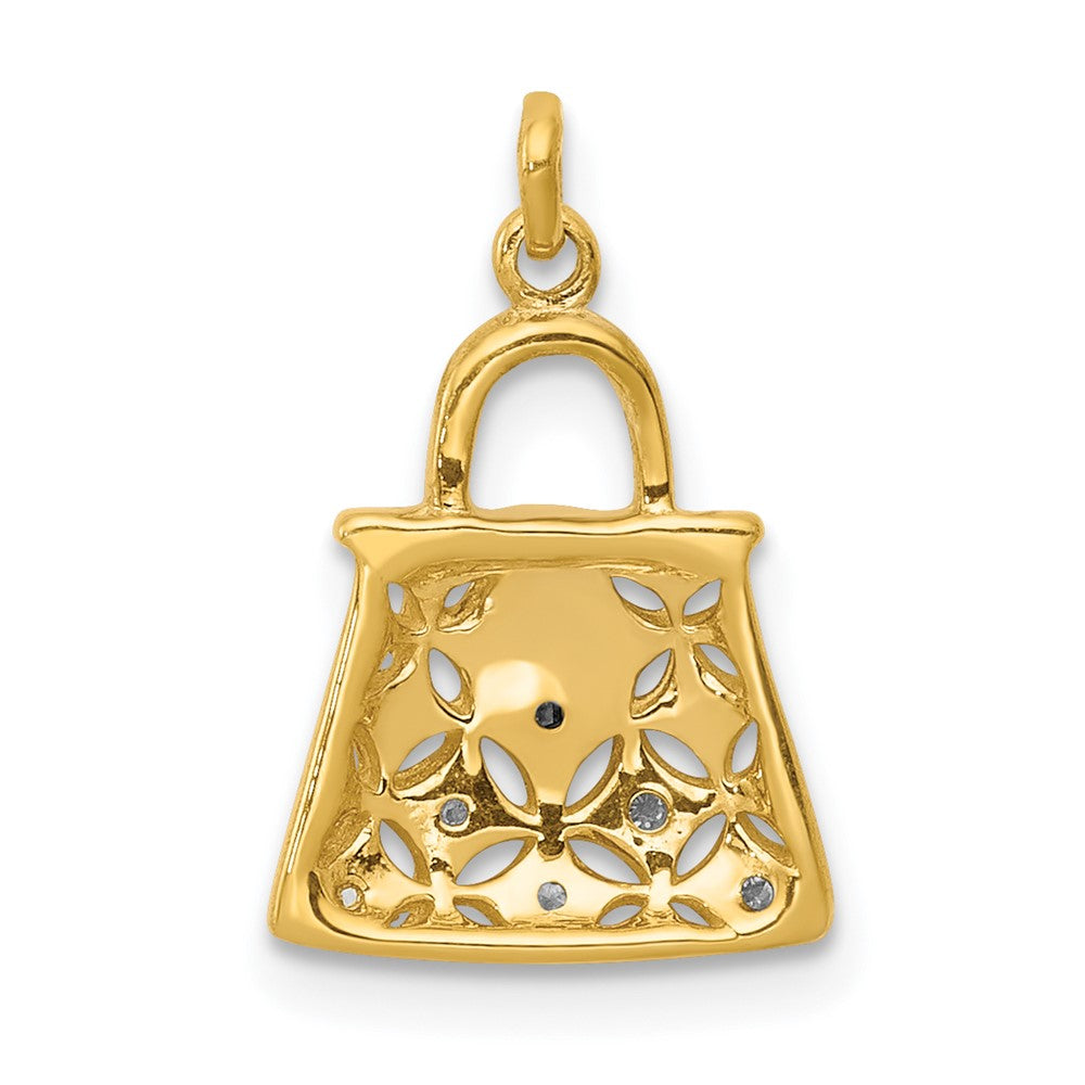 14k Yellow Gold and Rhodium Real Diamond Handbag Charm