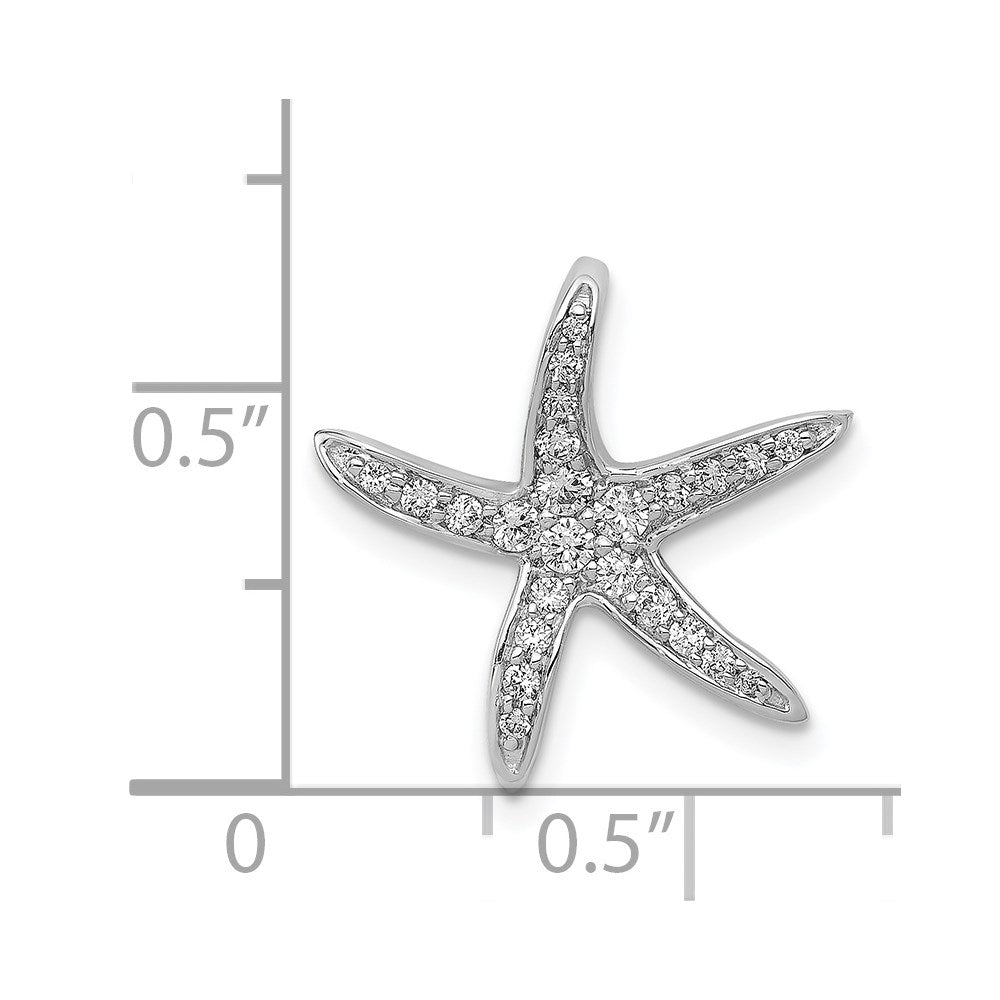 14k White Gold Real Diamond Starfish Chain Slide Pendant