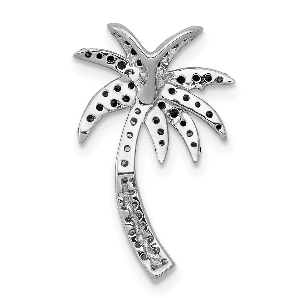 14k White Gold White and Green Real Diamond Palm Tree Chain Slide