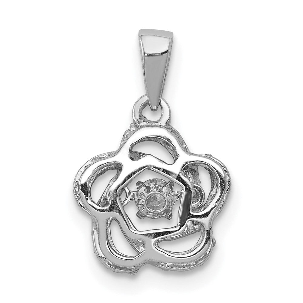 14k White Gold Vibrant Real Diamond Flower Pendant