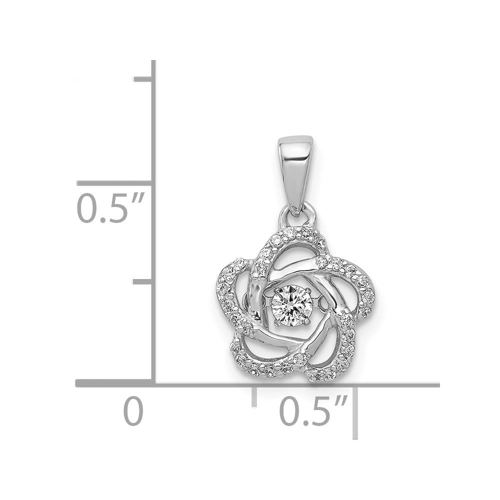 14k White Gold Vibrant Real Diamond Flower Pendant