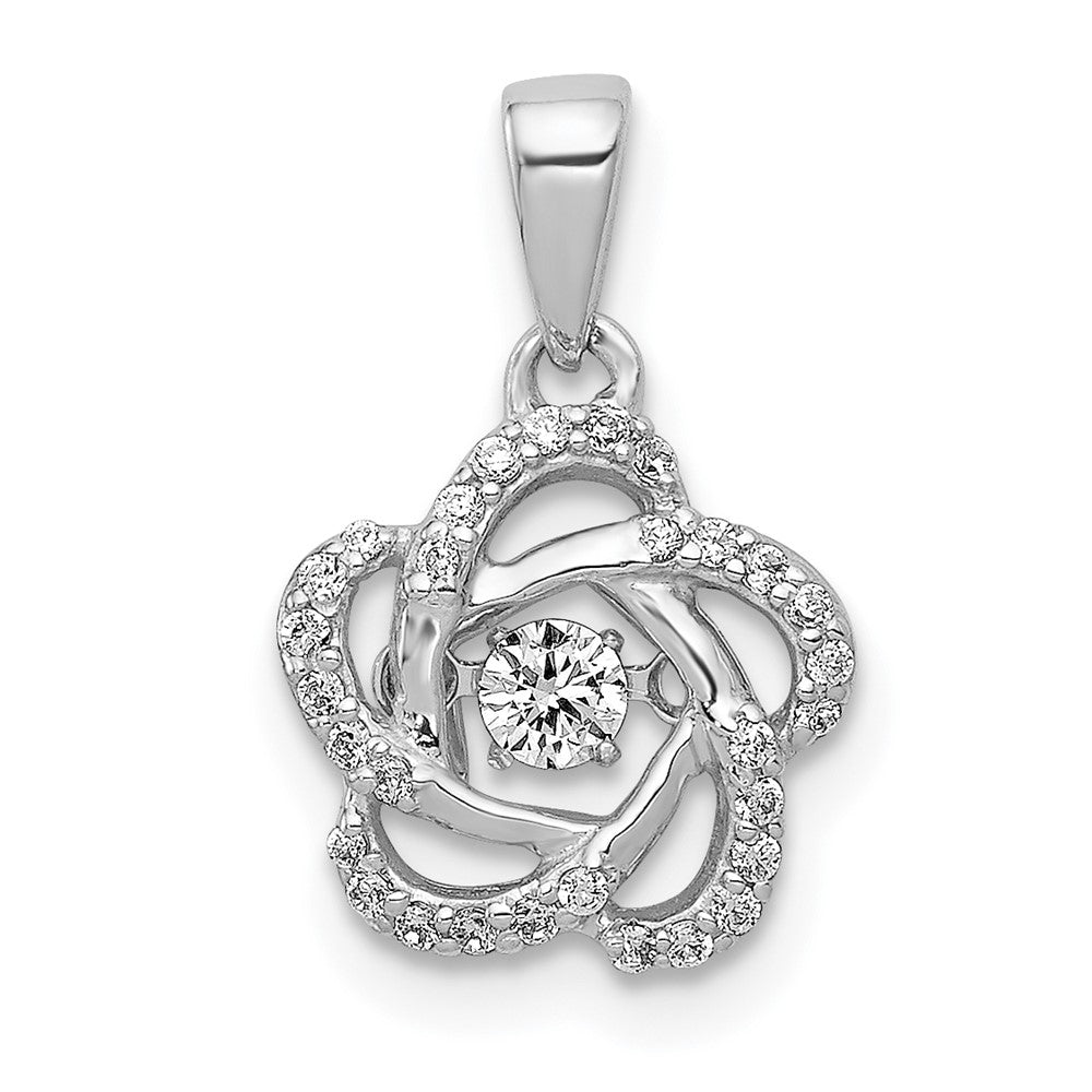 14k White Gold Vibrant Real Diamond Flower Pendant