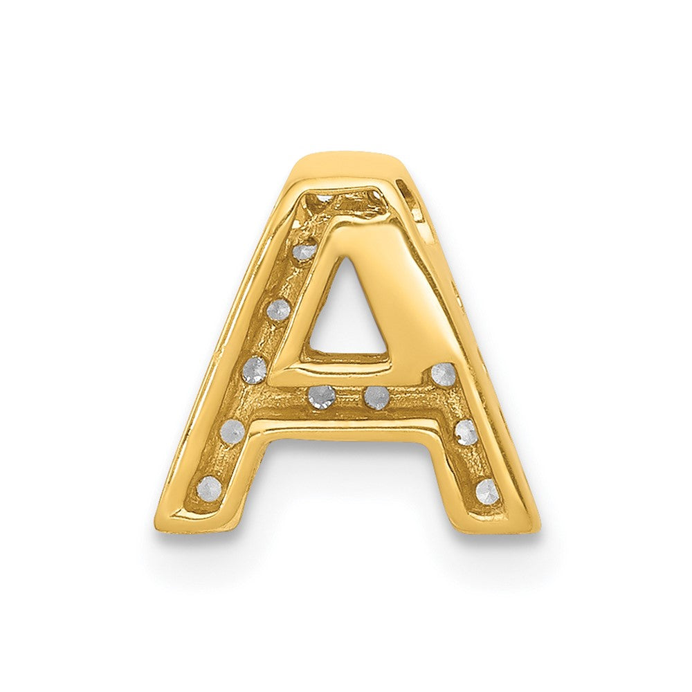 14K Yellow Gold Real Diamond Letter A Initial Charm