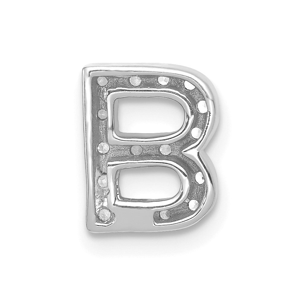 14K White Gold Real Diamond Letter B Initial Charm