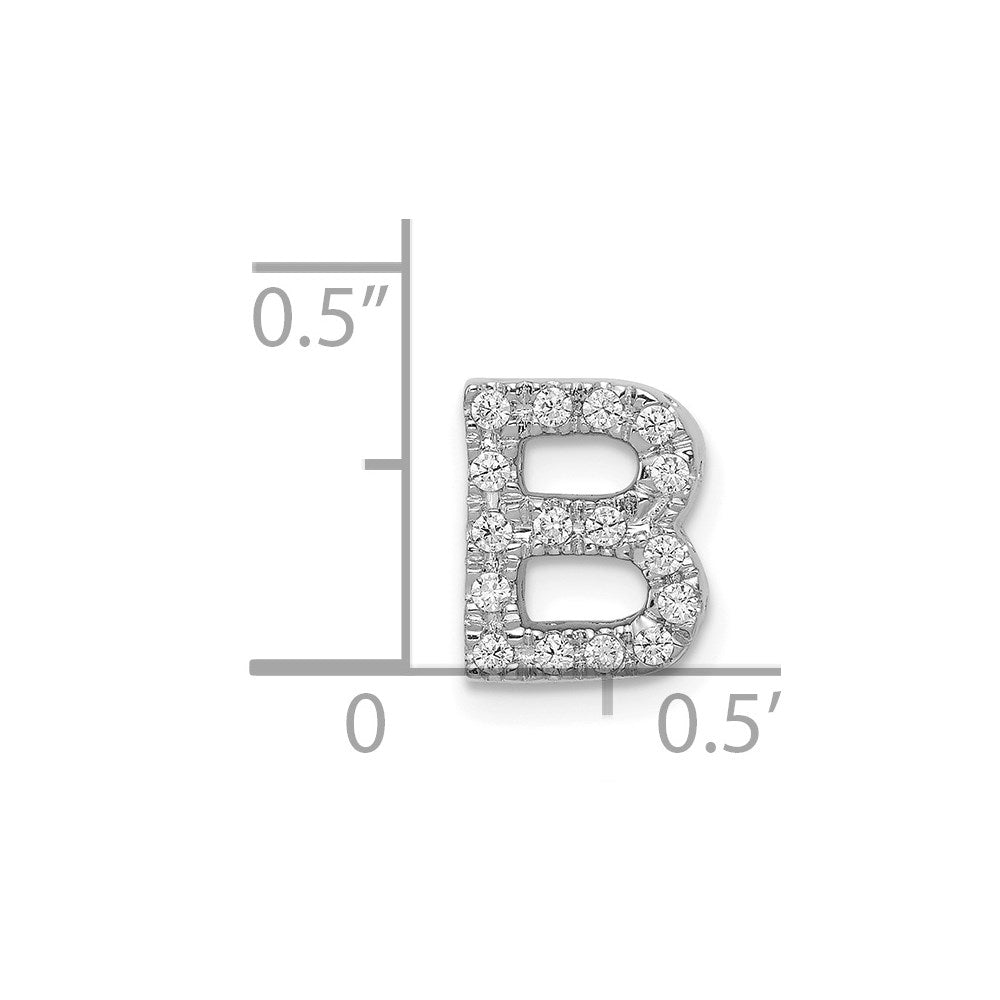 14K White Gold Real Diamond Letter B Initial Charm