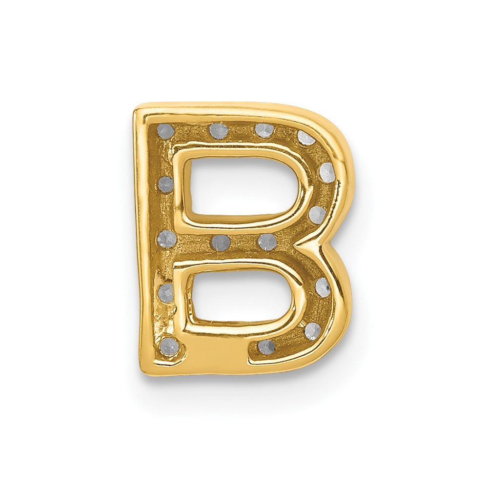 14K Yellow Gold Real Diamond Letter B Initial Charm