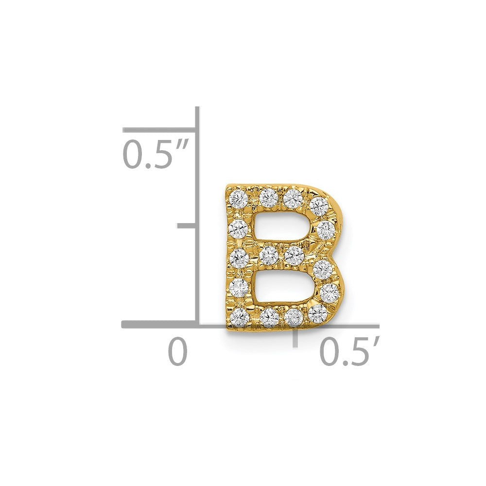 14K Yellow Gold Real Diamond Letter B Initial Charm