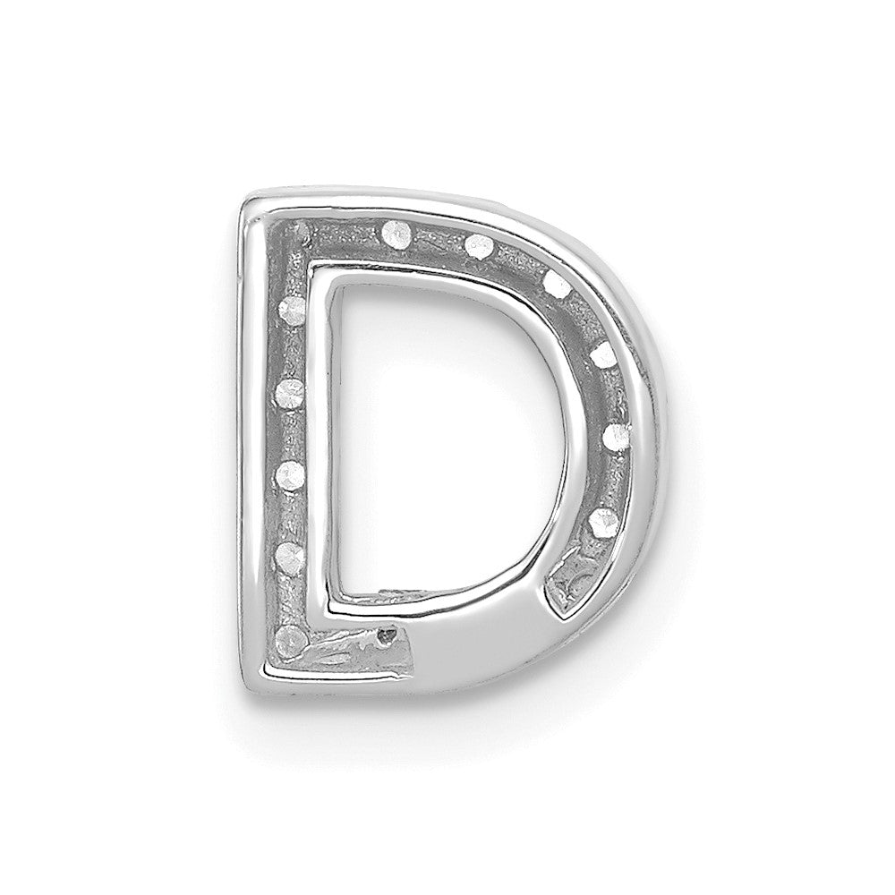 14K White Gold Real Diamond Letter D Initial Charm