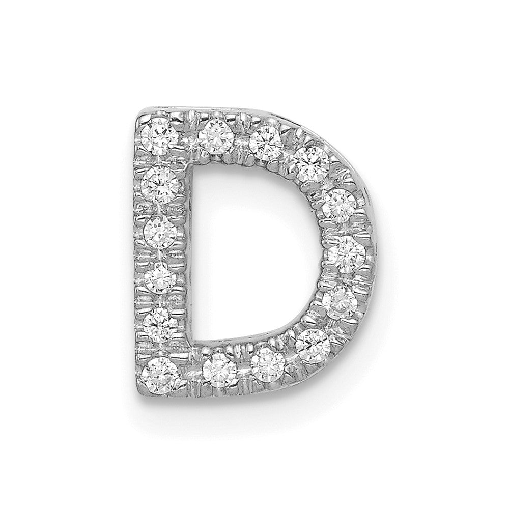 14K White Gold Real Diamond Letter D Initial Charm