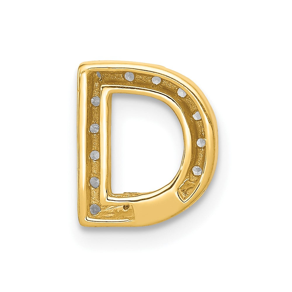 14K Yellow Gold Real Diamond Letter D Initial Charm