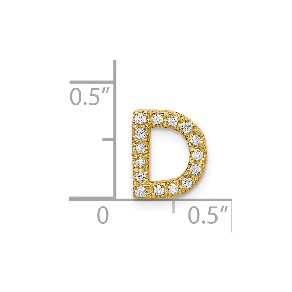 14K Yellow Gold Real Diamond Letter D Initial Charm