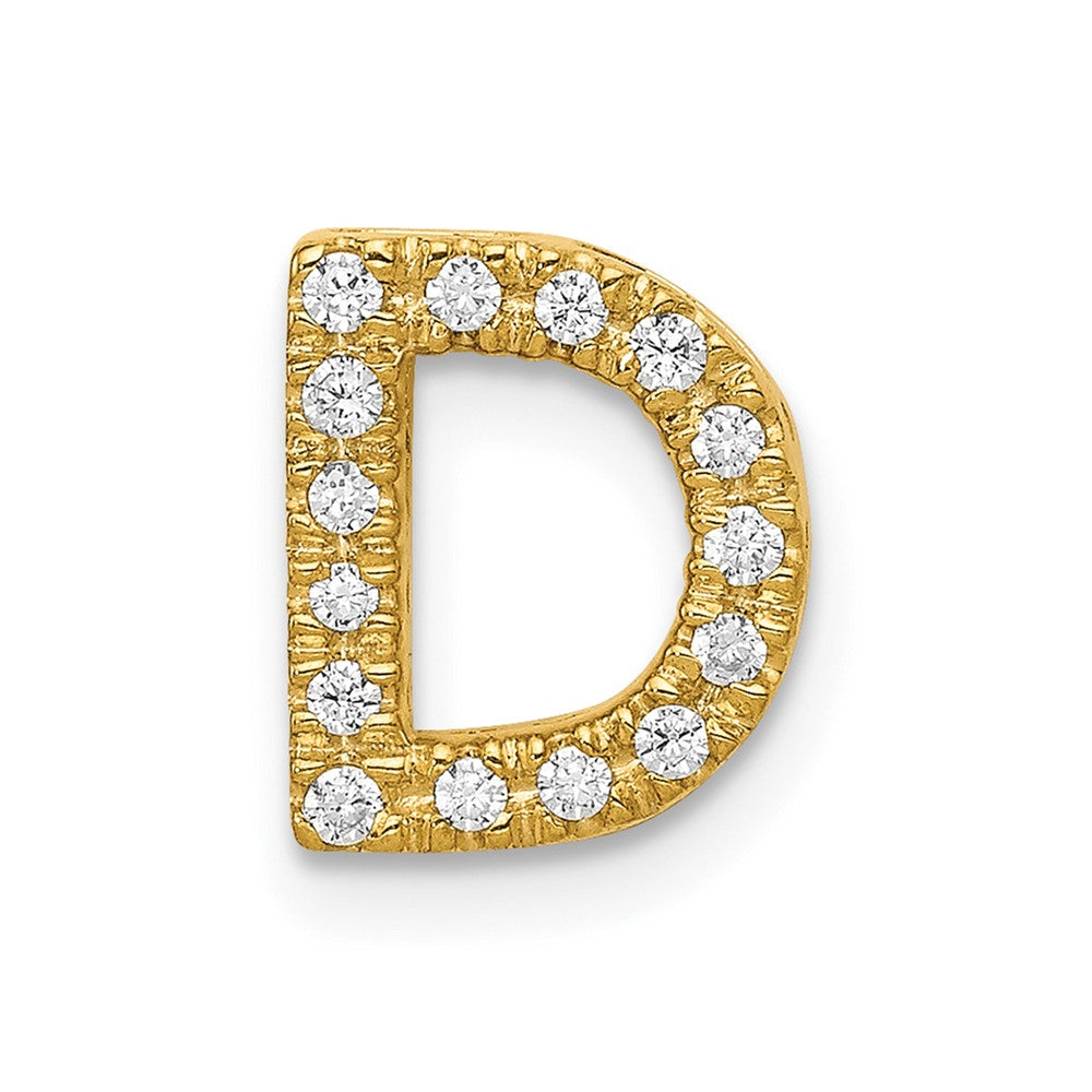 14K Yellow Gold Real Diamond Letter D Initial Charm