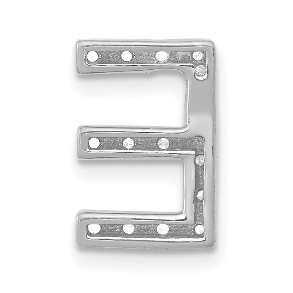 14K White Gold Real Diamond Letter E Initial Charm