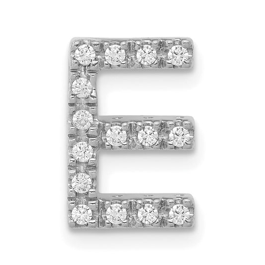 14K White Gold Real Diamond Letter E Initial Charm