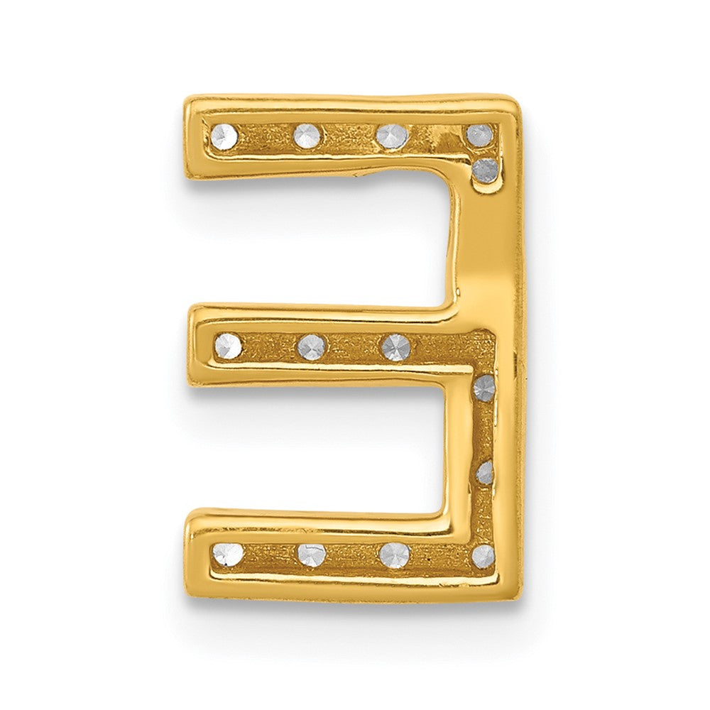 14K Yellow Gold Real Diamond Letter E Initial Charm