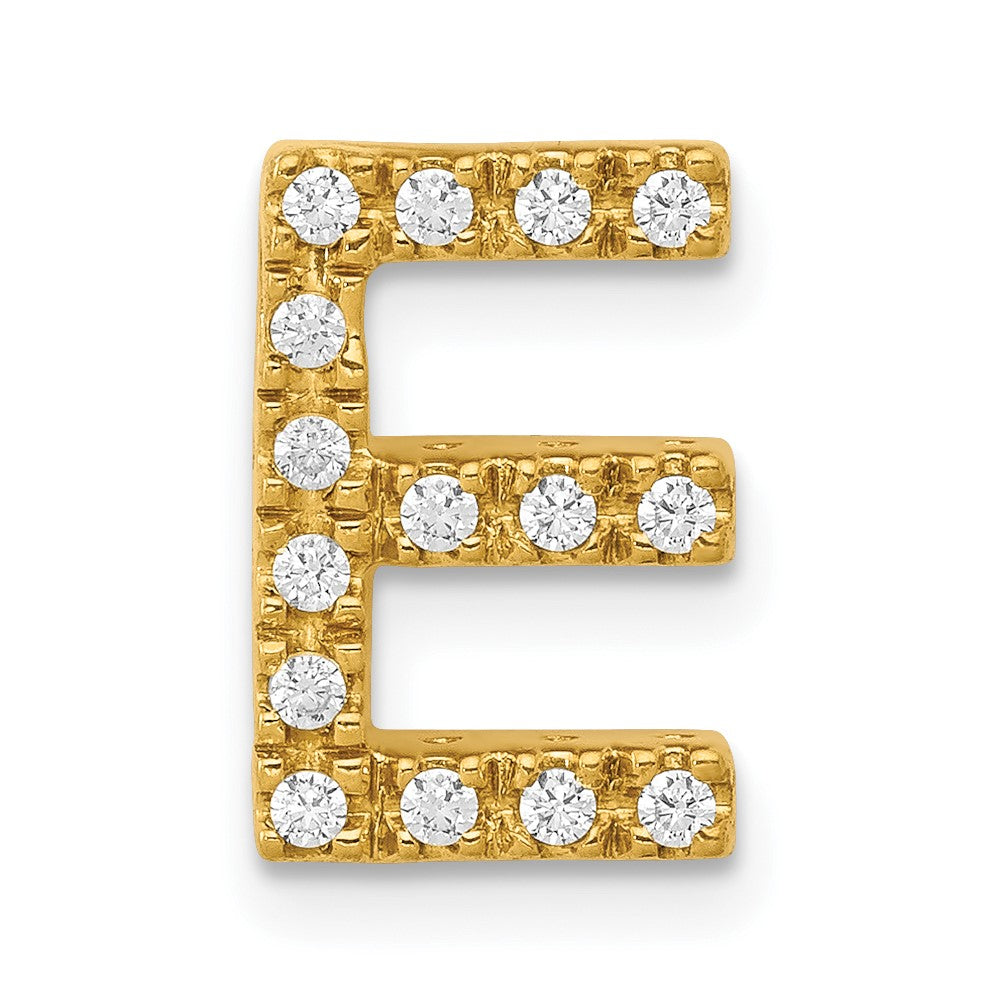 14K Yellow Gold Real Diamond Letter E Initial Charm