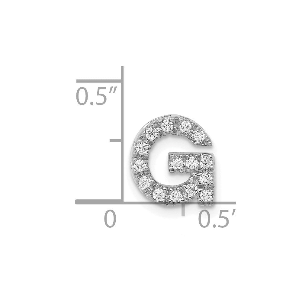 14K White Gold Real Diamond Letter G Initial Charm