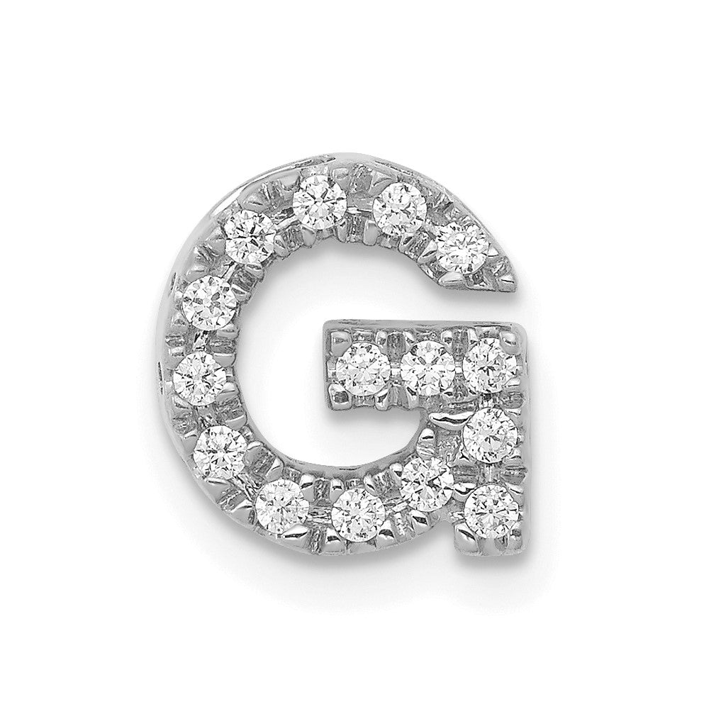 14K White Gold Real Diamond Letter G Initial Charm