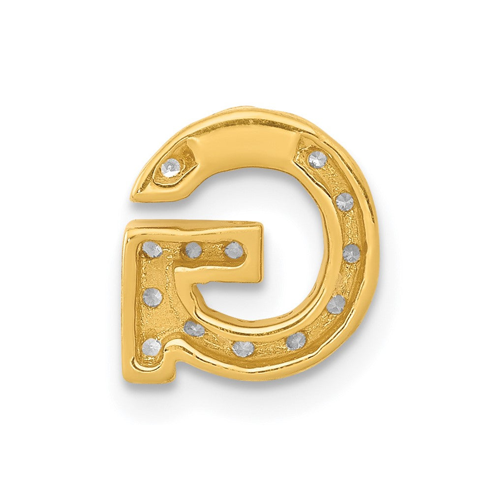 14K Yellow Gold Real Diamond Letter G Initial Charm