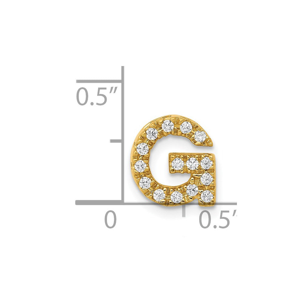 14K Yellow Gold Real Diamond Letter G Initial Charm