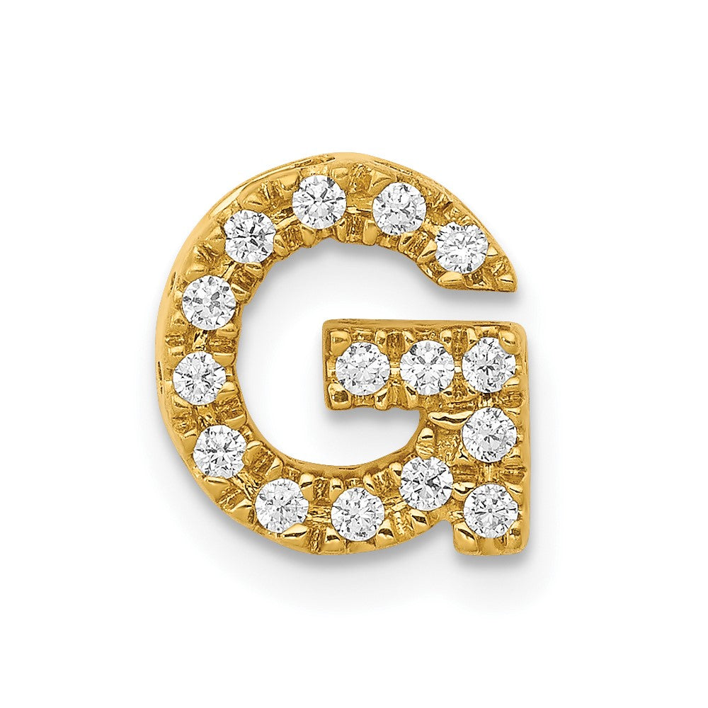 14K Yellow Gold Real Diamond Letter G Initial Charm