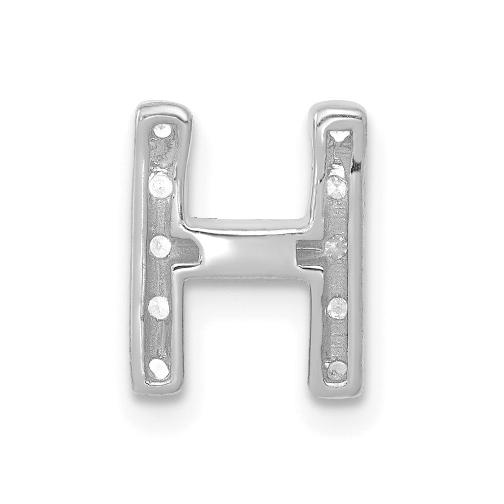 14K White Gold Real Diamond Letter H Initial Charm