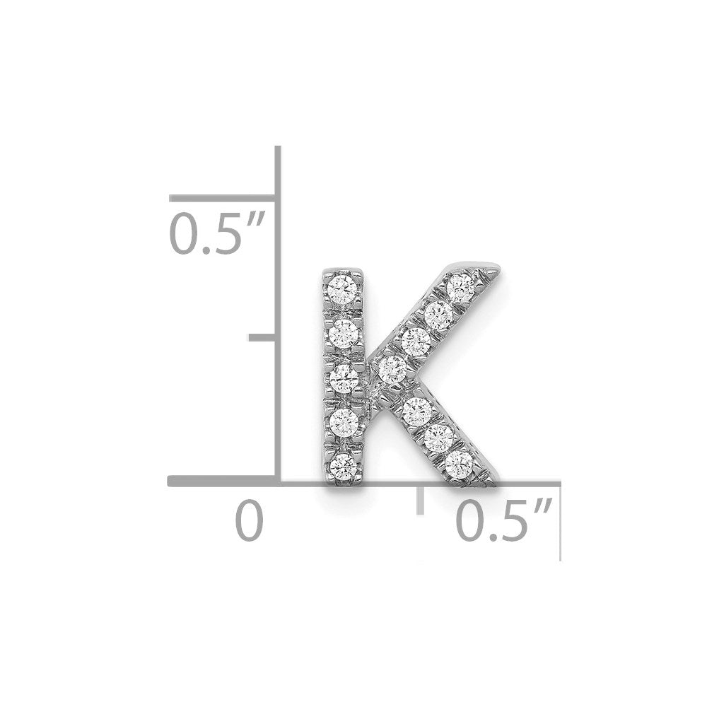 14K White Gold Real Diamond Letter K Initial Charm