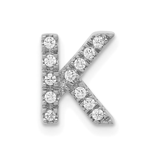 14K White Gold Real Diamond Letter K Initial Charm