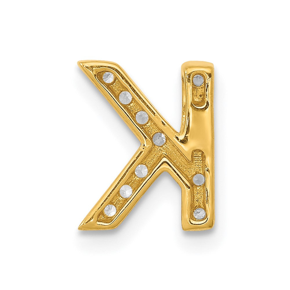 14K Yellow Gold Real Diamond Letter K Initial Charm