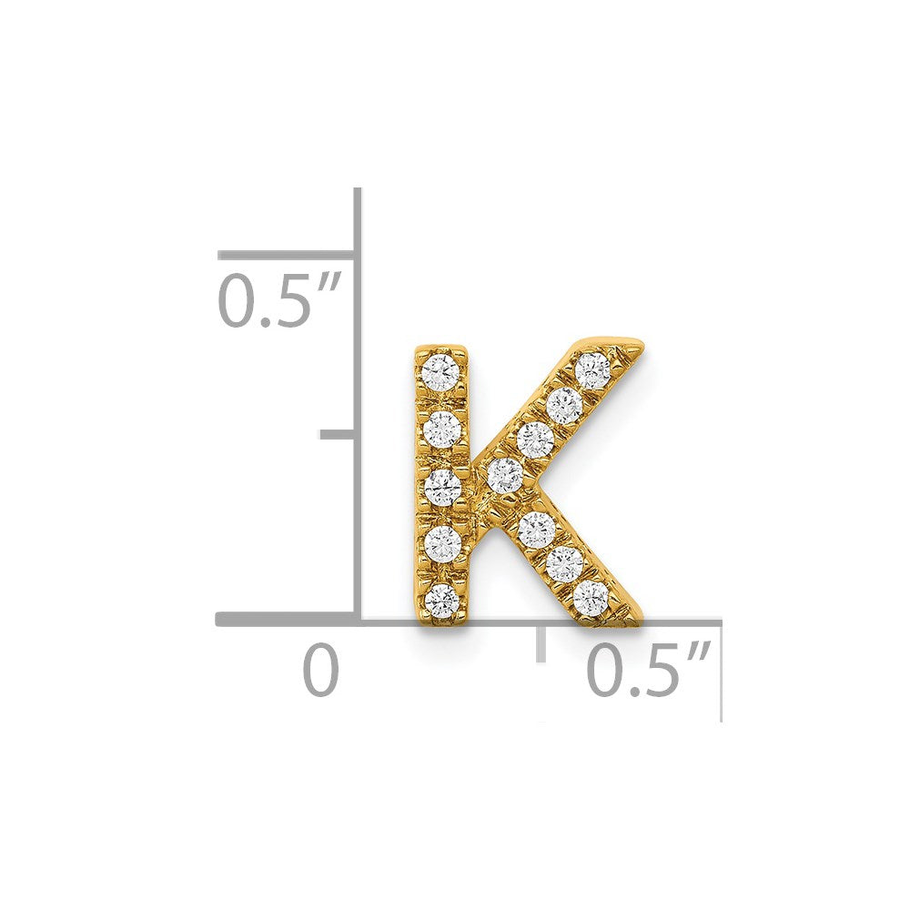 14K Yellow Gold Real Diamond Letter K Initial Charm