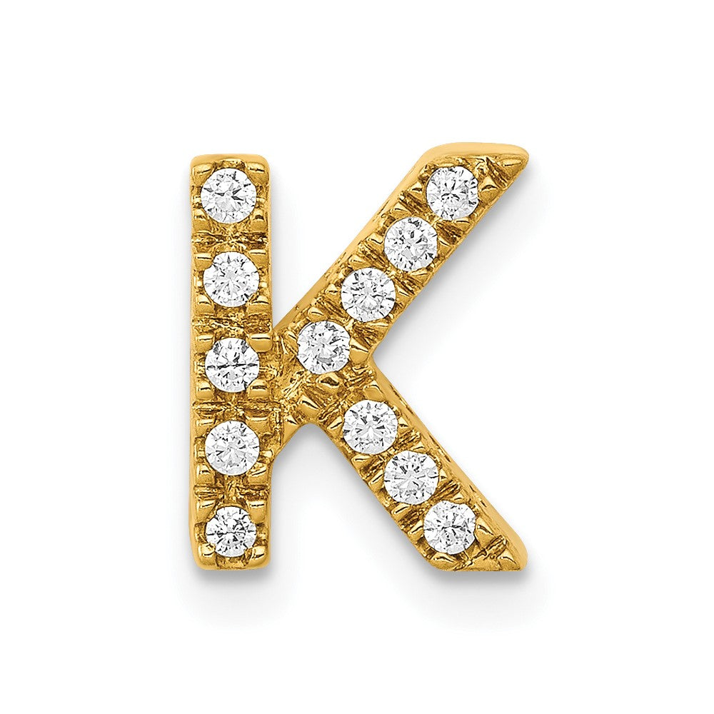 14K Yellow Gold Real Diamond Letter K Initial Charm