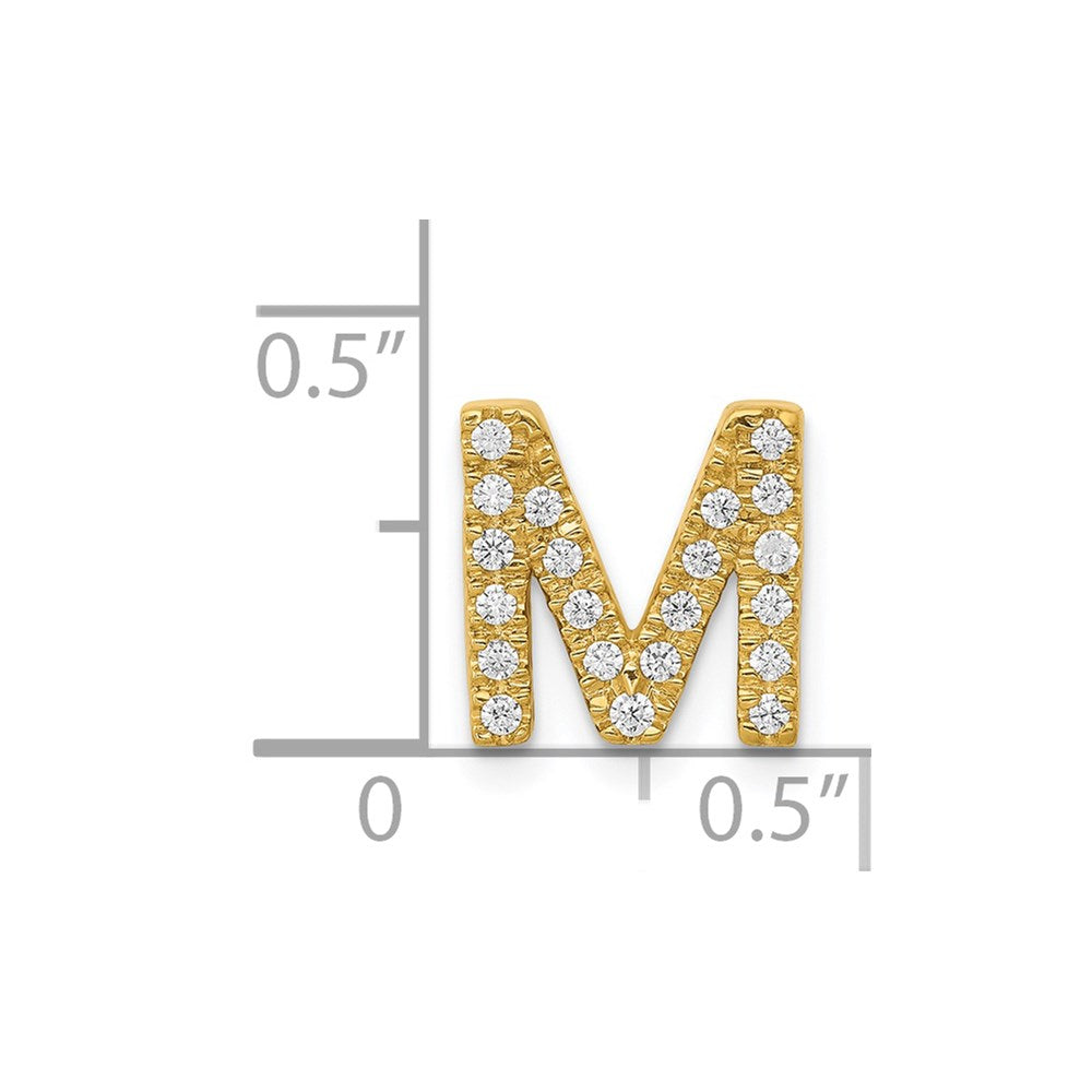 14K Yellow Gold Real Diamond Letter M Initial Charm