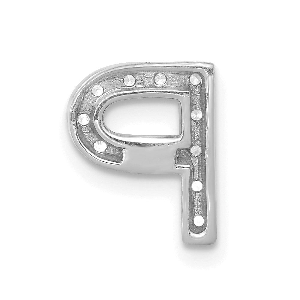 14K White Gold Real Diamond Letter P Initial Charm