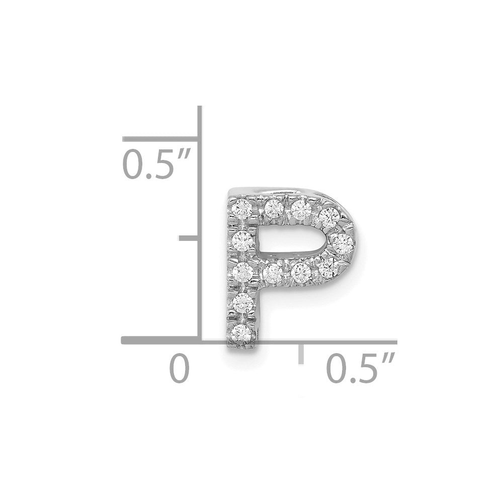 14K White Gold Real Diamond Letter P Initial Charm