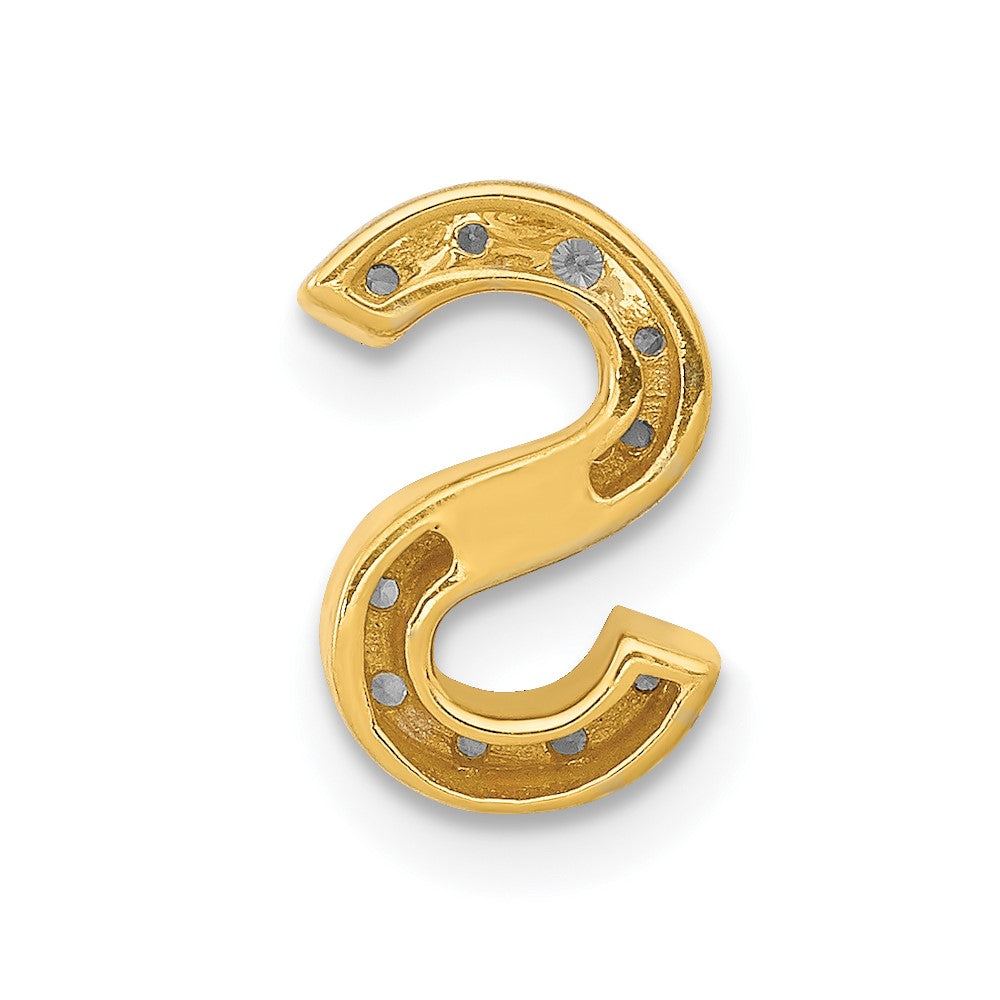 14K Yellow Gold Real Diamond Letter S Initial Charm