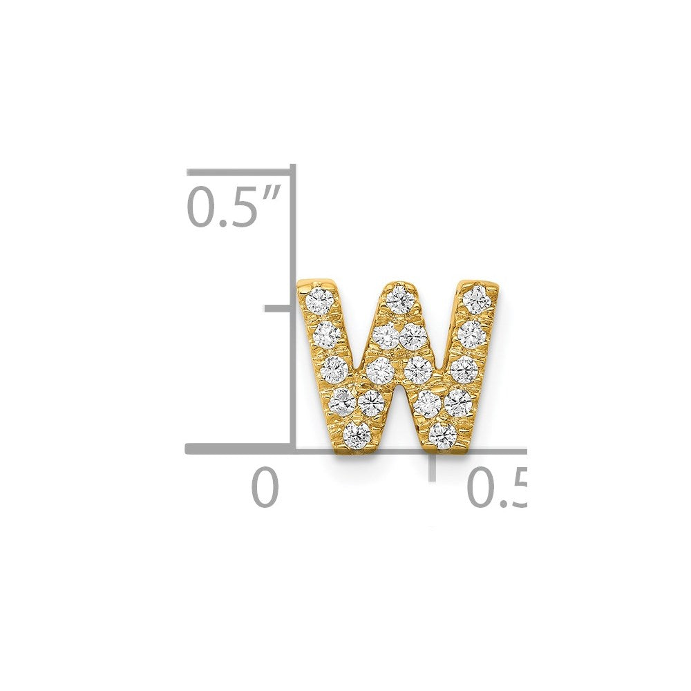 14K Yellow Gold Real Diamond Letter W Initial Charm