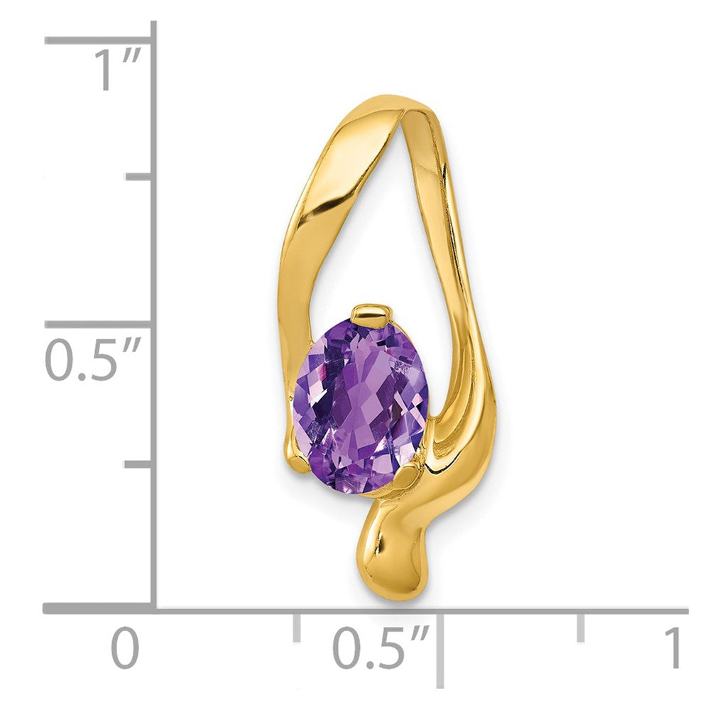 14K Yellow Gold 8x6mm Oval Amethyst Slide