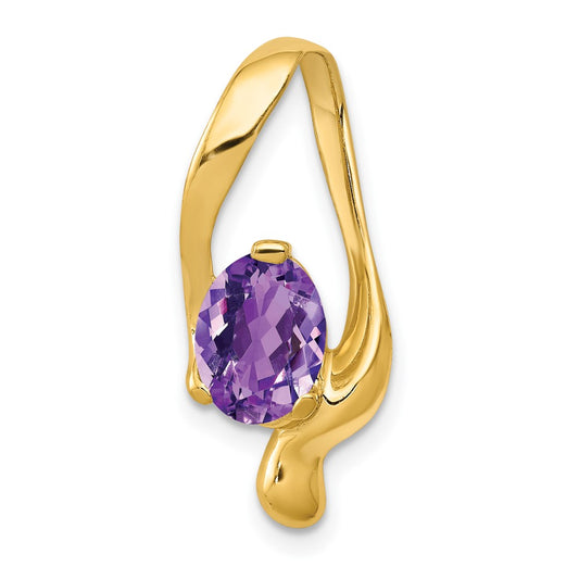 14K Yellow Gold 8x6mm Oval Amethyst Slide