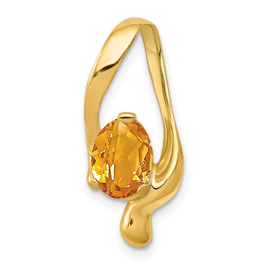 14K Yellow Gold 8x6mm Oval Citrine Slide