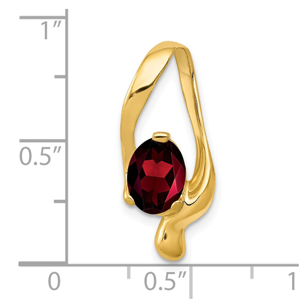 14K Yellow Gold 8x6mm Oval Garnet Slide