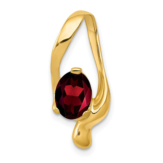 14K Yellow Gold 8x6mm Oval Garnet Slide